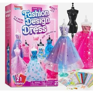 400pcs Fashion Doll DIY Design, Kids Arts & Crafts, Sewing Kit 50+ Outfits 8+YO